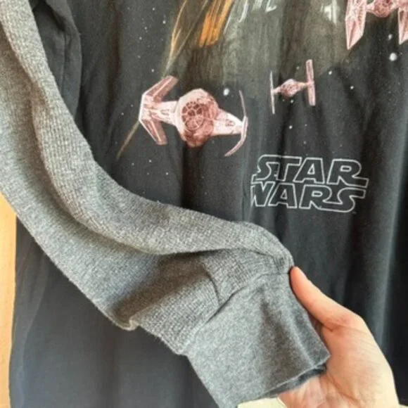 Star Wars Darth Vader Graphic Layered Long Sleeve T-Shirt – Black & Gray - Picture 3 of 6